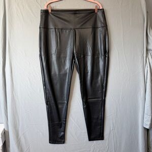 Zenana Womens Faux Leather Leggings Size 3XL Black Edgy Baddie Hi Rise Stretchy